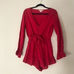 Billabong- Ruffled Red Romper